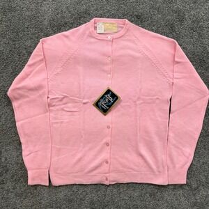 Vintage SS Kresge Pink Acrylic Cardigan Sweater 60s Deadstock NWT Size 40